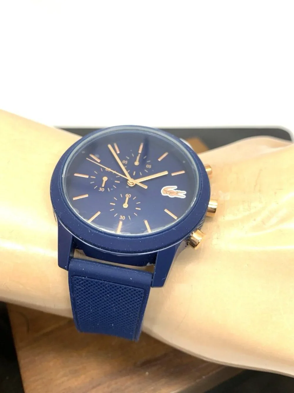 Lacoste Men's Watch 2011013 Quartz Chronograph Blue Dial Rubber Band 44mm 12.12
